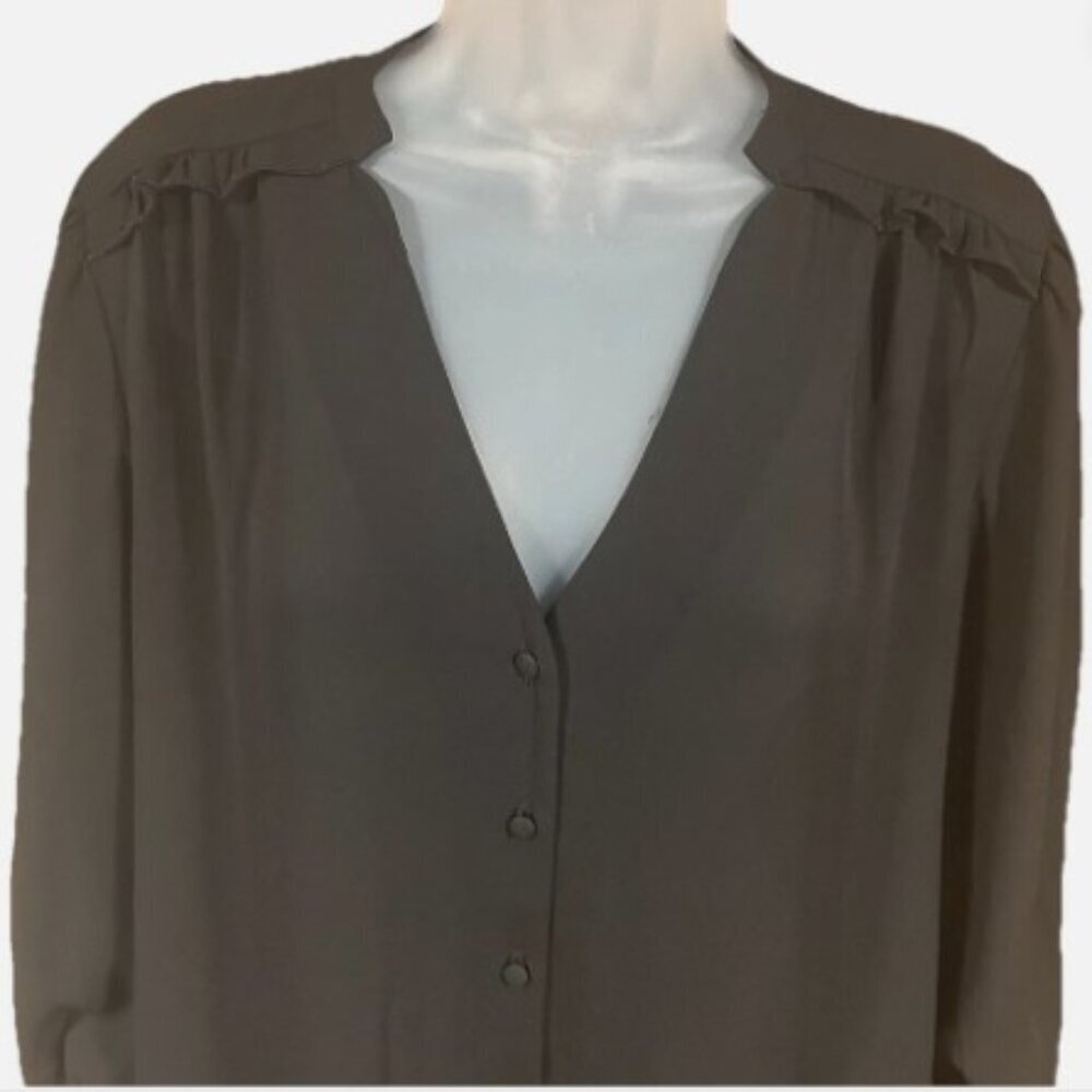 Nanette Lepore Black Semi Sheer Blouse Long Sleeve Lightweight Womens Size Large - Picture 5 of 9